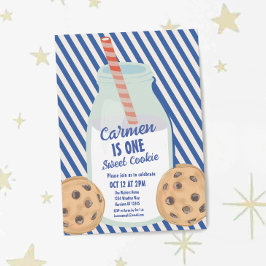En sötad Cookie Blue Boys första födelsedag Inbjudningar