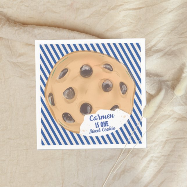 En sötad Cookie Blue Boys första födelsedag Pappersservett (Skapare uppladdad)