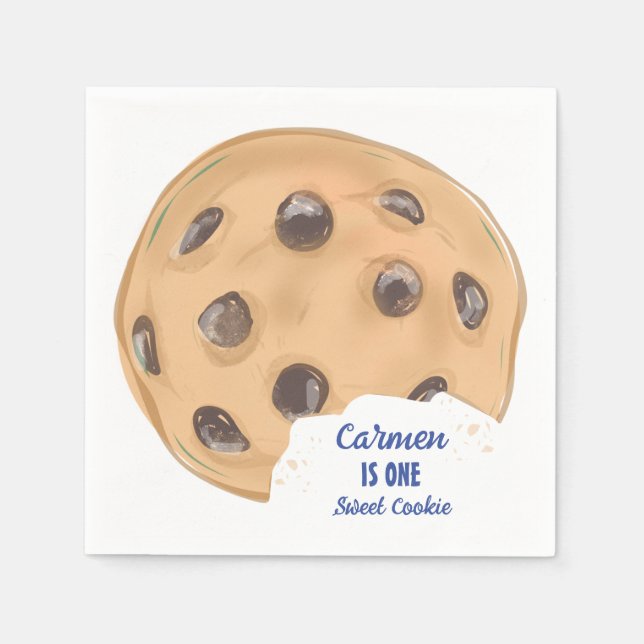 En sötad kaka första födelsedag pappersservett (Framsidan)