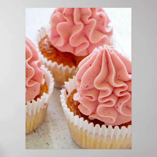 En sötad kupaka med Rosa Frosting Poster (Framsidan)