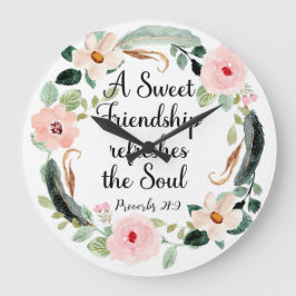 En sötad Vänskap Proverbs 27:9 Blommigt Christian Stor Klocka