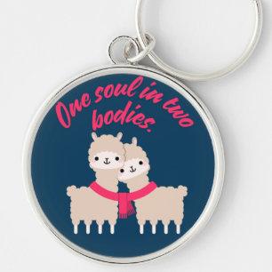 En soul i två kroppar, Llama Keychain Gift Rund Silverfärgad Nyckelring