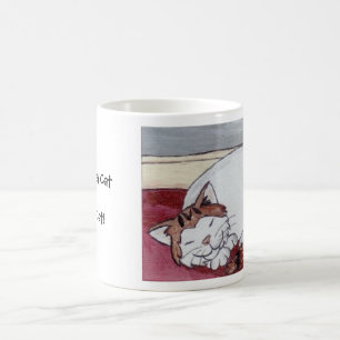 En sova katt är en lycklig katt! kaffemugg
