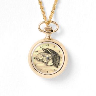 En sovande ängel på himlens moln guld armbandsur