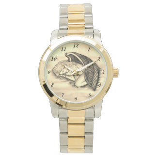 En sovande ängel på himlens moln guld armbandsur