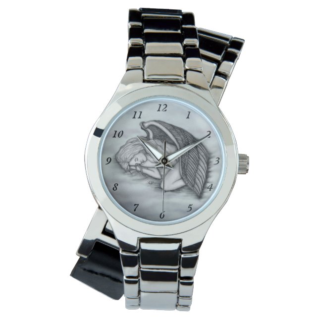 En sovande ängel på himmelmolnen armbandsur (Framsida)