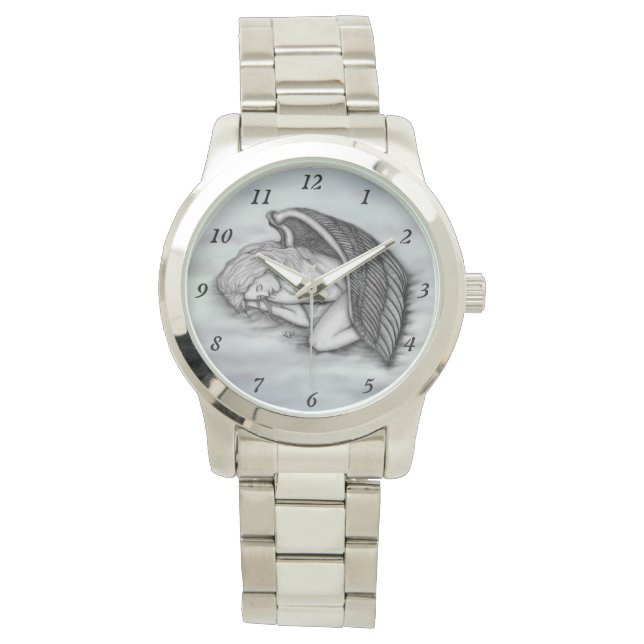 En sovande ängel på himmelmolnen armbandsur (Framsida)