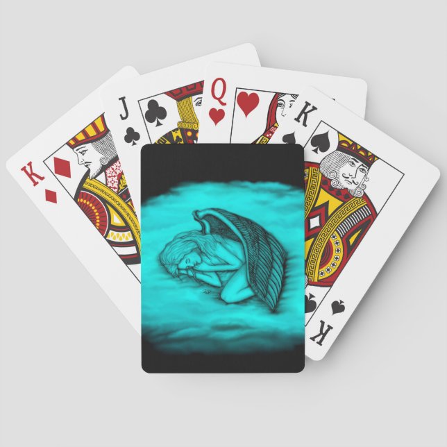 En sovande ängel på himmelmolnen casinokort (Baksidan)