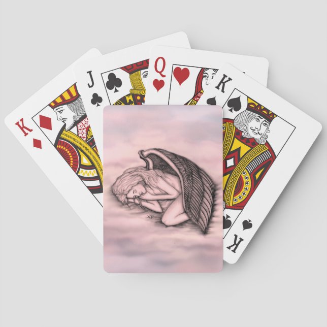 En sovande ängel på himmelmolnen casinokort (Baksidan)