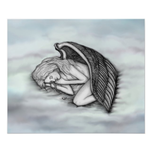 En sovande ängel på himmelmolnen fototryck (Framsidan)