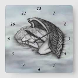 En sovande ängel på himmelmolnen fyrkantig klocka