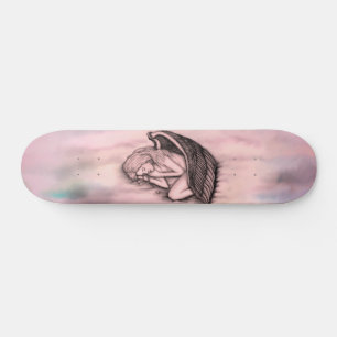 En sovande ängel på himmelmolnen mini skateboard bräda 18,5 cm