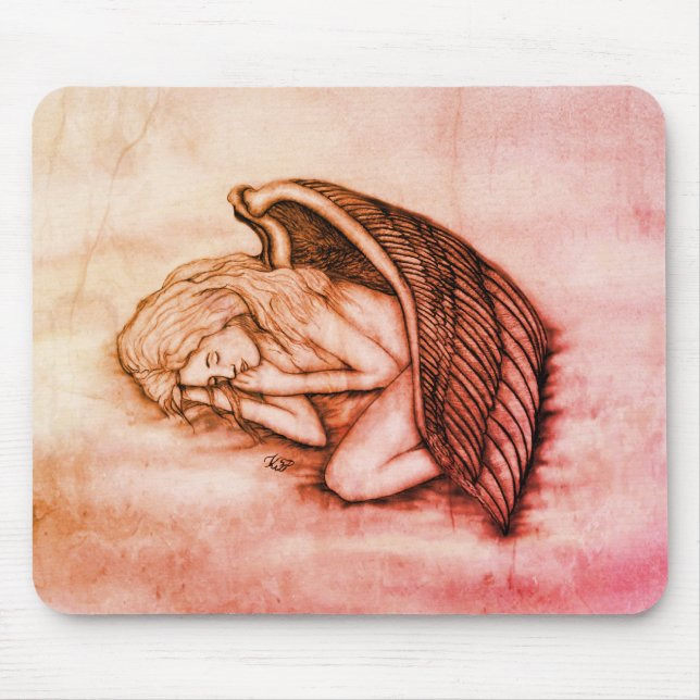 En sovande ängel på himmelmolnen musmatta (Framsidan)