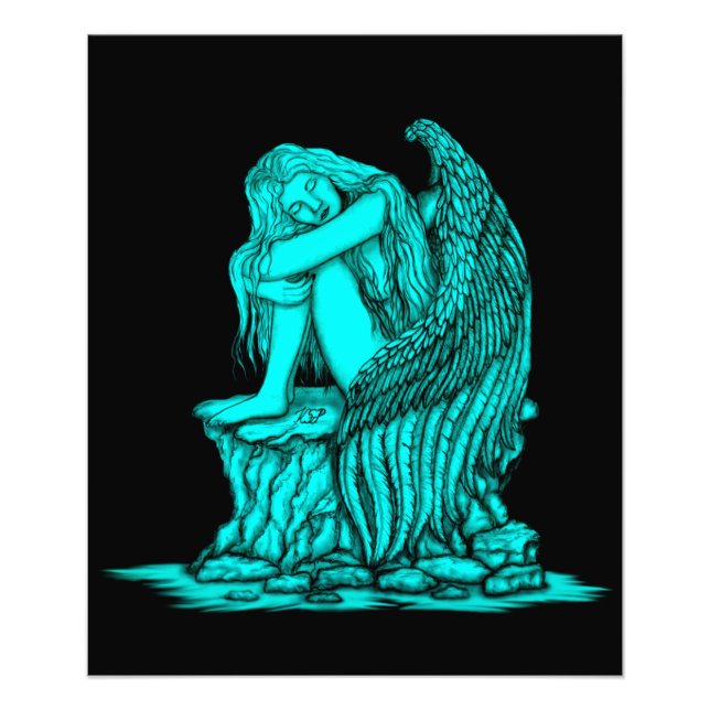 En sovande ängel på stenen fototryck (Framsidan)