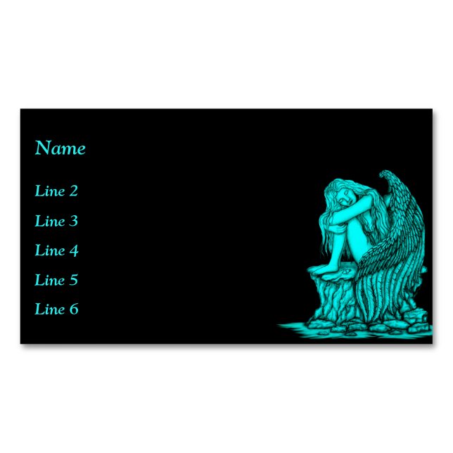 En sovande ängel på stenen magnetiska visitkort (Framsida)