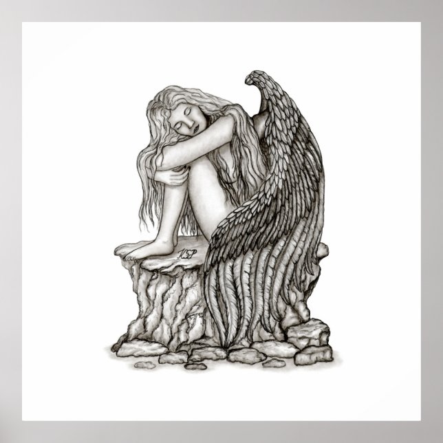 En sovande ängel på stenen poster (Framsidan)