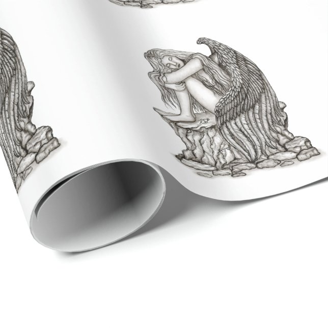 En sovande ängel på stenen presentpapper (Rullad Hörn)