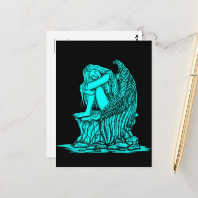 En sovande ängel på stenen vykort (Fram/Back In Situ)