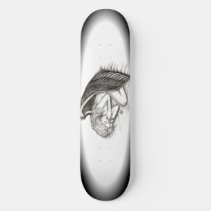 En sovande ängel, svart och vit mini skateboard bräda 18,7 cm
