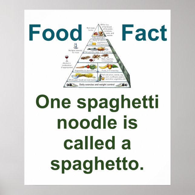 En spaghetti Noodle kallas "Food Fact" Poster (Framsidan)