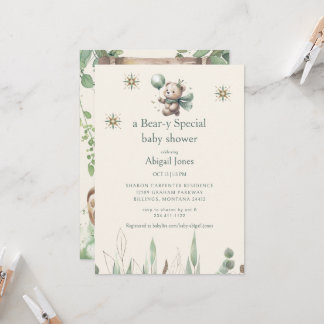 En Speciell babystövel för björn Inbjudningar