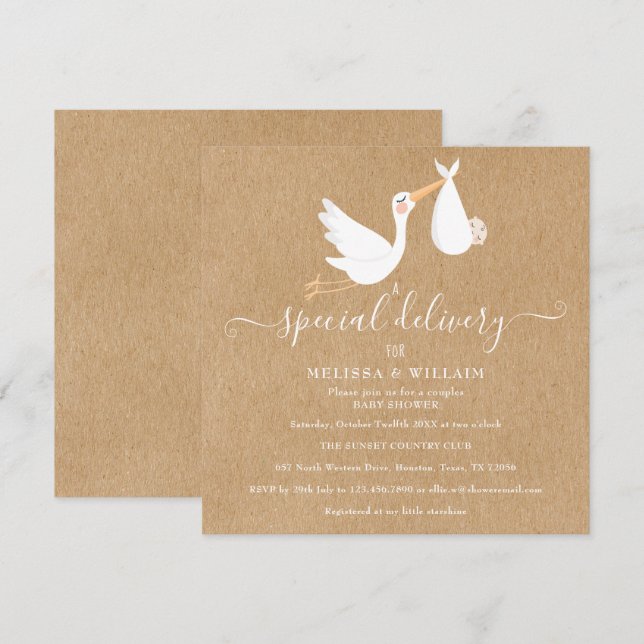 En speciell leverans för par baby shower / Sprinkl Inbjudningar (Fram/baksida)