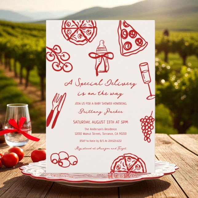 En Speciell leverans på det sätt som Pizza-babysko Inbjudningar (Skapare uppladdad)