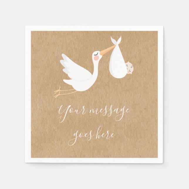 En speciell leverans stork bebis shower / sprinkle pappersservett (Framsidan)