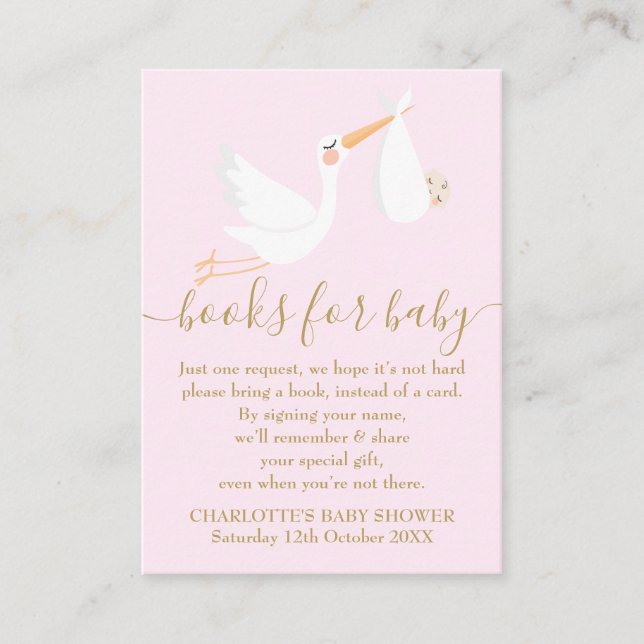 En speciell leverans Stork Bok Begäran Baby Shower Tilläggskort (Framsida)