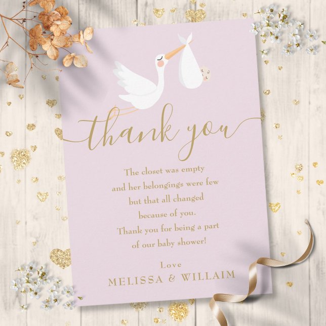 En speciell leverans storkbabyflicka tack kort (A Special Delivery Stork Baby Girl Thank You)