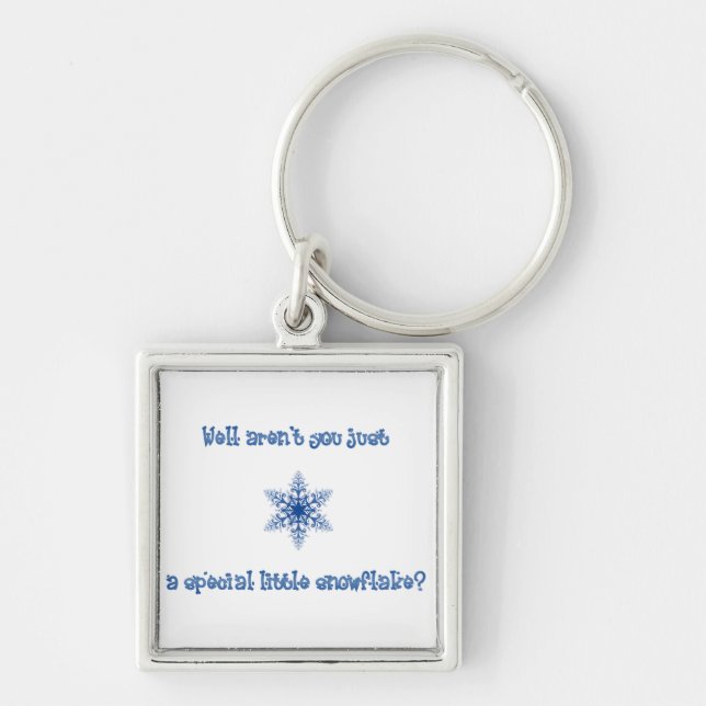En speciell Snowflake kvadrerar Keychain Fyrkantig Silverfärgad Nyckelring (Framsidan)