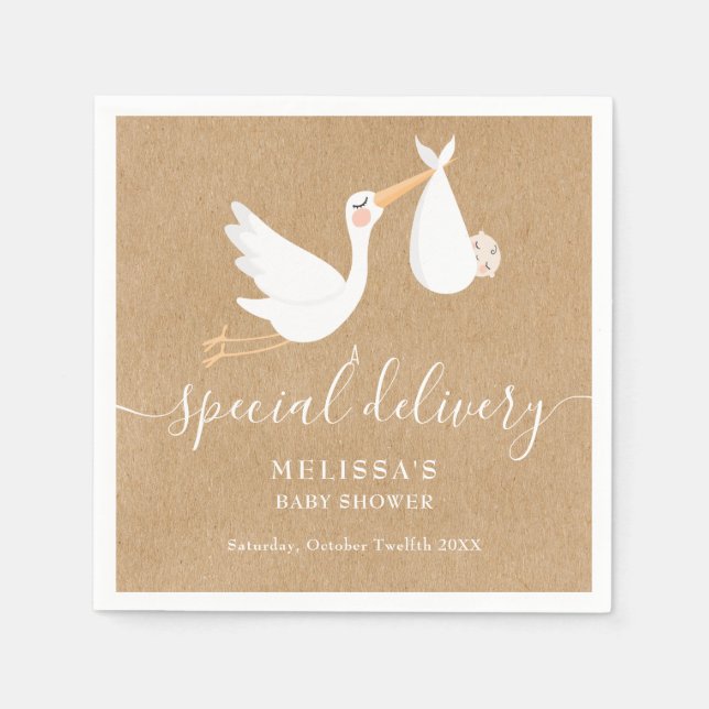 En Speciell stork Babyskare för leverans/Sprinkle Pappersservett (Framsidan)