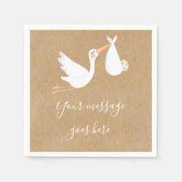 En Speciell stork Babyskare för leverans/Sprinkle Pappersservett