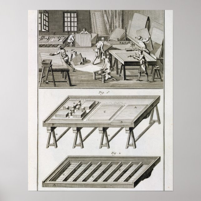 En spegel-tillverkares workshop och verktyg, från  poster (Framsidan)