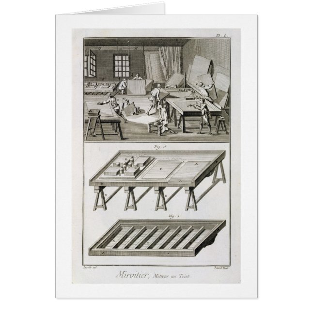 En spegeltillverkare seminarium och verktyg, från hälsningskort (Framsidan)