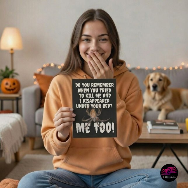 En Spiders Revenge Halloween Kort (She thought it was gone. The spider thought otherwise.)