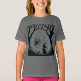 En spindel, en häxa och en skogsskuren utskrift  t shirt