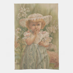 "En spirande påsk" Vintageillustration, ca. 1890 Kökshandduk
