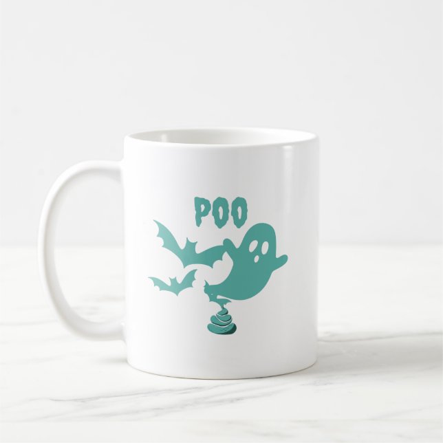 En spökande kaffemugg som bajsar kul! (Vänster)