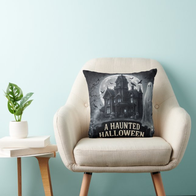En spöklik Halloween-illustration i vintage gotisk Kudde (Stol)
