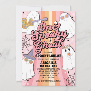 En spöklik Halloween-tjej firar 1-årsdag Inbjudningar