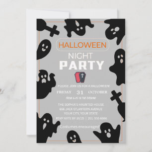 En spöklik natt med spöken – Halloween-inbjudan Inbjudningar