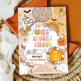 En spöklik retro Halloween förstabirthday Inbjudningar