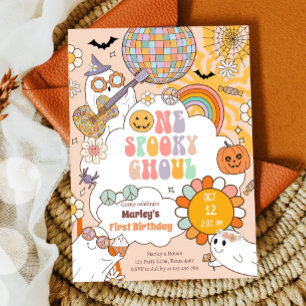 En spöklik retro Halloween förstabirthday Inbjudningar