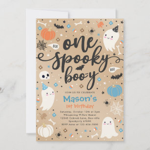 En Spooky Boo-y Cute Halloween Ghost 1 födelsedag Inbjudningar