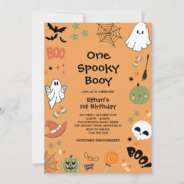 En Spooky Booy Cute Ghost Halloween 1:a födelsedag Inbjudningar