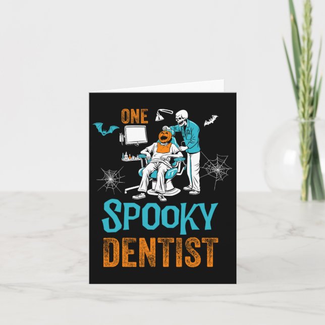En Spooky Dentist Scary Dental Halloween Skeleton Kort (Framsida)