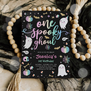En Spooky Ghoul Cute Halloween Ghost 1:a födelseda Inbjudningar