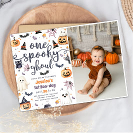 En Spooky Ghoul Cute Halloween Ghost 1:a födelseda Inbjudningar