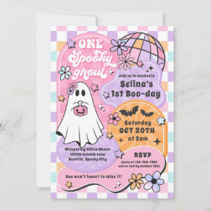 En Spooky Ghoul Halloween Ghost första födelsedag Inbjudningar